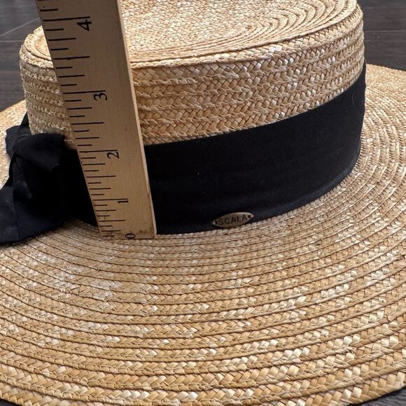 Scala Stylish Straw Boater Hat with Black Ribbon main image 8